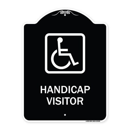 Signmission Handicap Visitor With Graphic Heavy-Gauge Aluminum Architectural Sign, 24" x 18", BW-1824-23920 A-DES-BW-1824-23920